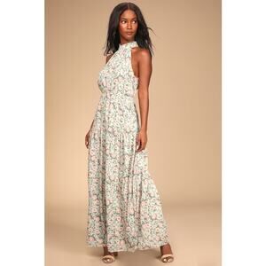 LUSH Sage Pink Halter Maxi Dress - size M
